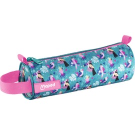 Maped - Tropical Fabric Pencil Case with Zipper High Resistance Round 22.5 x 7.5 cm