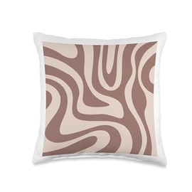 Boho Striped Swirl Lines Terracotta Color Art Abstract Boho Neutral Terracotta Striped for Teen Girl Women Throw Pillow, 16x16, Multicolor