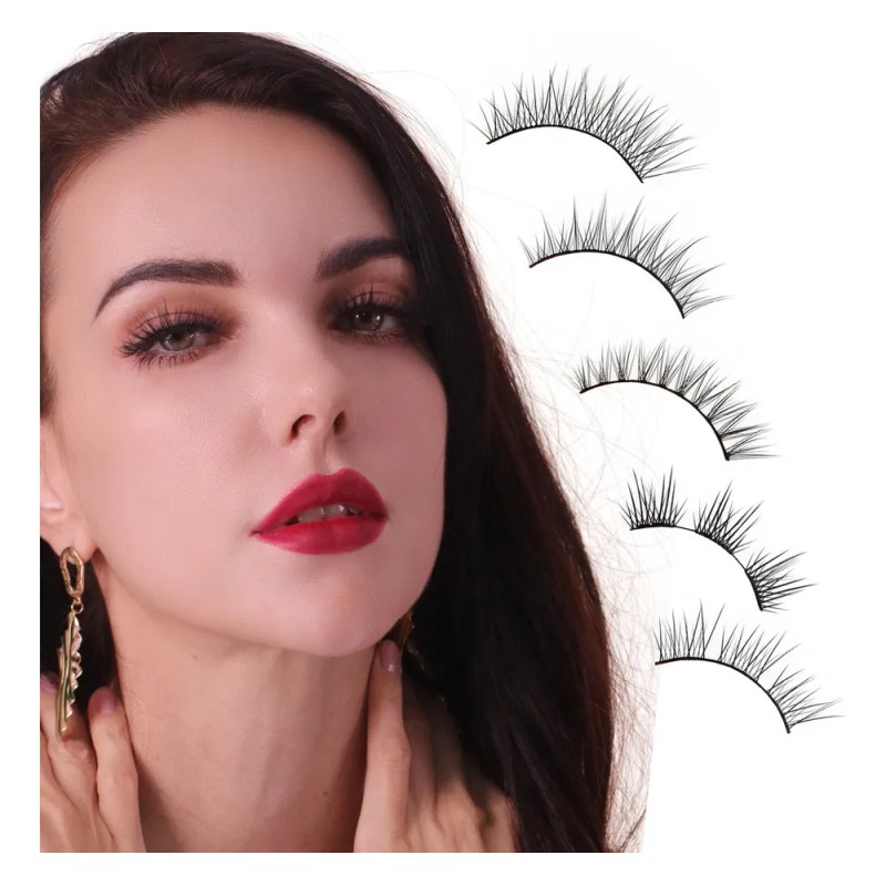 5 Pares Pestañas Extensiones Postizas Mezcladas- Efecto Voluminosas y Naturales