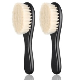 Shappy 2 Pieces Barber Fade Brush Men Beard Brush Neck Duster Cleaning Grooming Tool Soft Beard with Wooden Handle for Barber Hair Cutting Kits(Black)