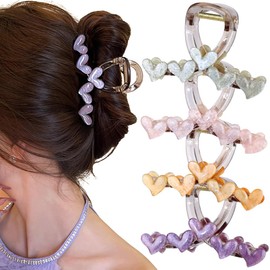 4pcs Jelly Heart Claw Clip Hair Clip Large Hair Clips Women's Jelly Heart Hair Clips Hair Clips Hair Clip Hair Accessories Girls Hair Pins Hair Accessories Hair Clips for Women