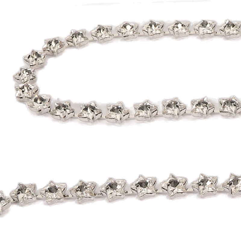 1 Yard Star Rhinestone Trim Chain 0.4in Width DIY Cuttable