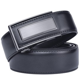 Men’s Belt Beltox Ratchet Dress Leather Buckle Belt Black Brown Blue 1 3/8” Gift Box(Black Belt with Black Buckle,36-40 inch waist)
