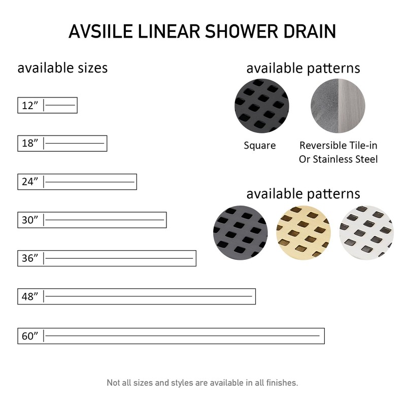 AVSIILE Linear Shower Floor Drain, Brushed Gold 24 Inch 304