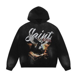 Arnodefrance Men Vintage Washed Graphic Hoodies Printing Graffiti Hoodie Cotton Warm Pullover Coat Outerwear