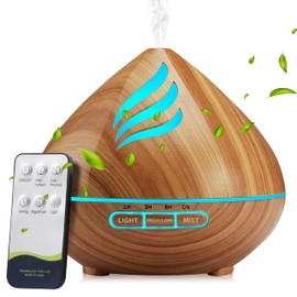 Essential Oil Scent Diffuser: 500ML Aroma Diffuser with Remote Control, Large Fragrance Aromatherapy Diffuser for Bedroom Home, Mist Humidifier with 14 Colors LED Lights and waterless Auto-Off