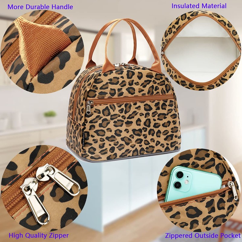 FlowFly Leopard Insulated Lunch Cooler Bag - Tote Organizer for