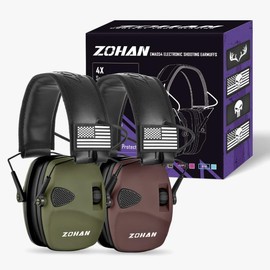 ZOHAN UPGRATED EM054 Electronic Shooting Ear Protection with 4X Sound Amplification, Slim Active Noise Reduction Earmuffs for Gun Range