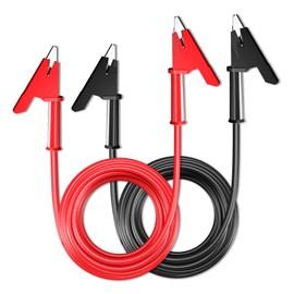 Cleqee 2PCS Alligator Clips Test leads Double Ended Crocodile Clip 1M Test Cable, 1000V 15A, Red Black