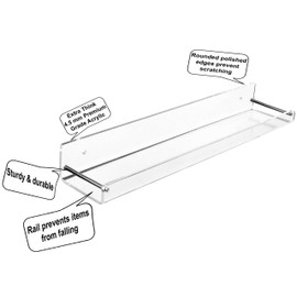 AMT 2 Pack Acrylic Floating Shelves, 15" L x 3.25" W, Clear Bathroom Wall Shelf, Bookshelves, Invisible Display for Office, Bedroom, Small Gap Allows Water to Escape, Free Screws & Drill Bit (Medium)