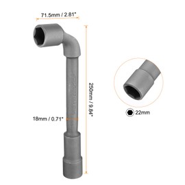 HARFINGTON L Shaped Angled Hex Socket Wrench 22mm CR-V Double Ended Metric 6 Point Tubular Socket Spanner for General Repairing, Pipeline, Bicycle Car Maintenance