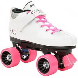 Pacer Mach-5 White Pink Skates - Mach5 GTX500 Quad Roller Skates - Mens 9 / Ladies 10