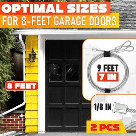 Burius Garage Door Cable for 8 ft Door – 9 ft 7 in Long Heavy Duty 304 Steel
