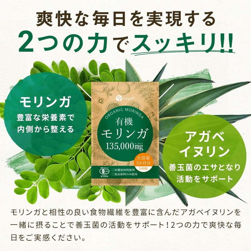 Moringa Supplement, Organic Moringa, 135,000 mg (1 Bag), 540 Tablets,