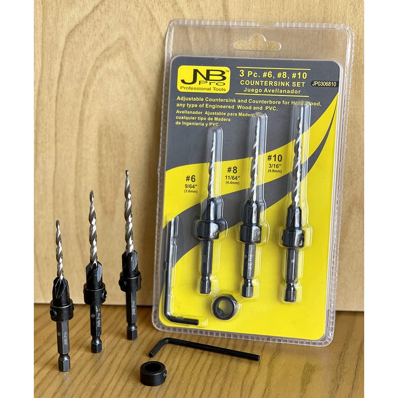 JNB Pro Wood Countersink Drill Bit Set 3 Pieces #6