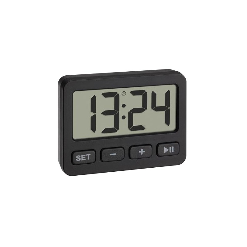 TFA Dostmann 60.2036.01 Digital Mini Clock with Alarm Function, Stopwatch,