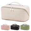 Large Capacity Travel Makeup Bag, Woven Leather Makeup Bag, Waterproof