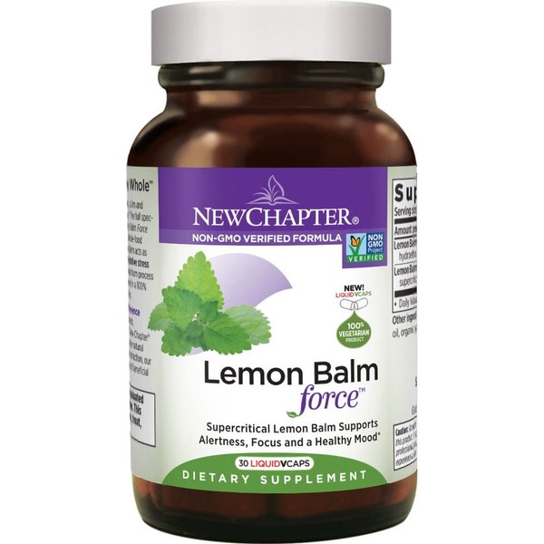 New Chapter Mood Support Supplement - Lemon Balm for Mood Support + Sleep Aid + Stress Relief + Non-GMO Ingredients - 30 ct Vegetarian Capsules