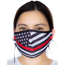 Headmost ComfyMax 3 Layer Fabric Facemask: Water Repellent, Washable & Breathable Face Mask (US Flag Black)