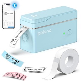 P31S mini label maker comes with tapes, Portable Bluetooth sticker printer comes with multiple templates and patterns. For organization, storage, office & home:_Blue+1 Roll
