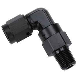 Podavelle 4AN Female Flare to 1/8 NPT Pipe Swivel 90 Degree Fitting Adapter Connector Aluminum Black