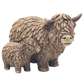Lesser & Pavey Hughie Highland Cow & Calf Ornaments For Gift | Lovely Highland Cow Gifts For Home and Office Decoration | From The Leonardo Collection Animal Ornaments Range -LP72936