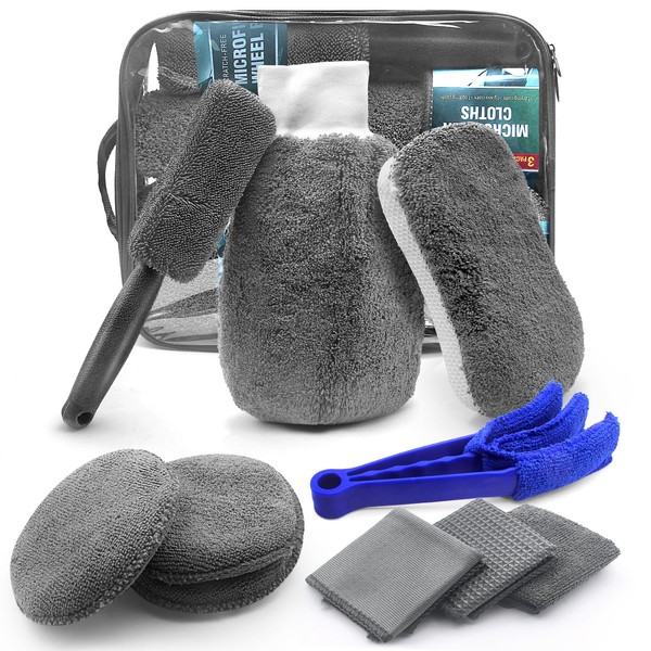 HOVIBU Auto Reinigungsset, 10 Pcs Autopflege Set, Autowäsche Set für