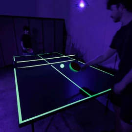 Blacklight Ping Pong Set, Glow in The Dark Ping Pong, UV Floodlight Table Tennis, Neon Table Tennis, Ceiling Attachment