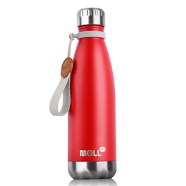 Mollcity 17 oz Insulated Water Bottle-Stainless Steel Vacuum Sports Water Bottle for Back to School- Cola Shape Travel Leak Proof Flask (Fire Red)