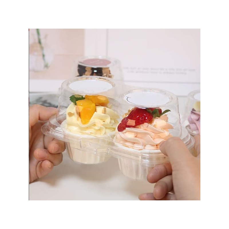 XIZHI Clear Cupcake Boxes with 2 Compartment,Plastic Stackable Cupcake Carrier