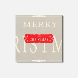 Unbranded Merry Christmas Floral 4'' X 4'' Square Wooden Coaster