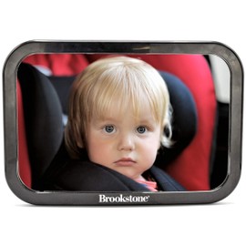 Brookstone - Wide View Baby Car Mirror, Compatible with Most Vehicles, Easy to Install, No Tools Required, Perfect for Infants and New-Borns, Safe & Shatterproof, Black, Fits All (BK1428-AMZ)