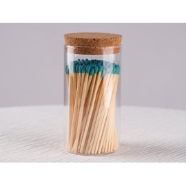 Noblesse Colored Safety Matches | 4-Inch Long Matches in Glass Jar | Perfect for Lighting Candles | 150 Pıeces | 10 Candles And Extra Empty Jar Gıft (GREEN)
