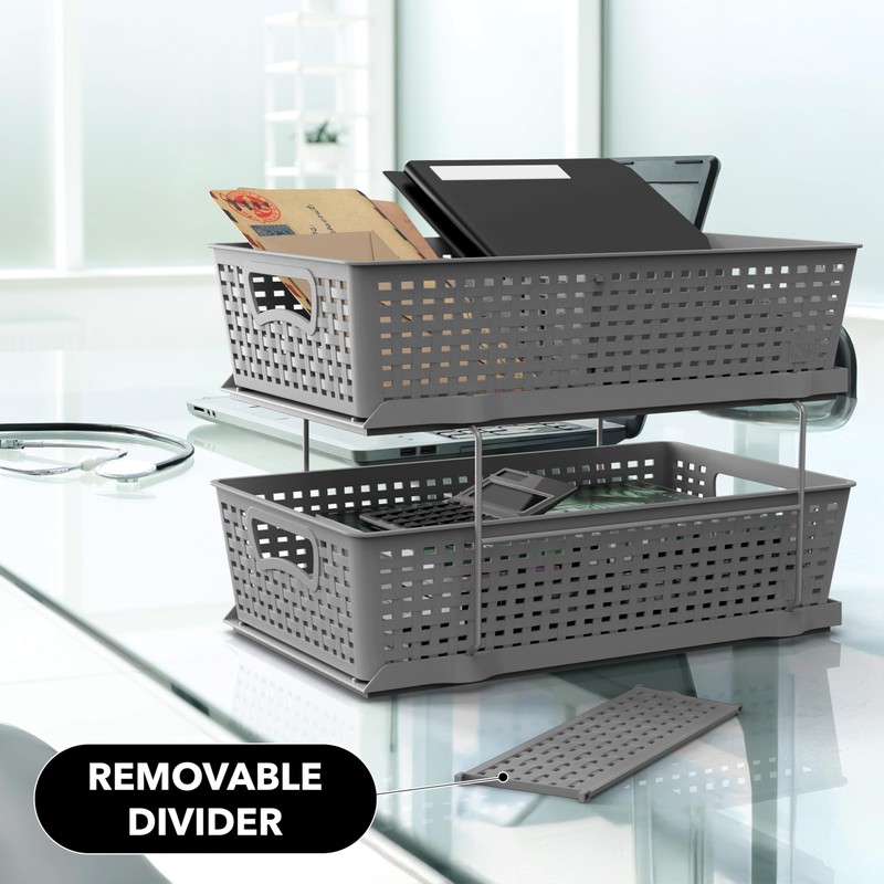 Simple Houseware 2 Tier Bathroom Organizer Tray Pull-Out Sliding Drawer,
