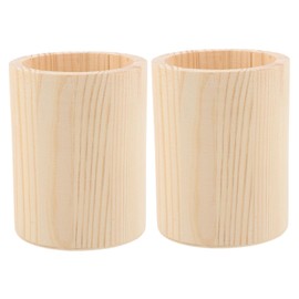 ARTIBETTER 2pcs Unfinished Wooden Pencil Holder Pine Pen Cup Wood Desk Pencil Holder Stand Rustic Makeup Brush Storage Kitchen Cookware Organizer for DIY Graffiti Round