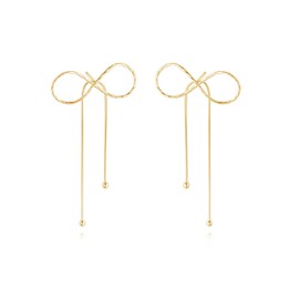 Reffeer Solid 925 Sterling Silver Bow Drop Earrings Dangle for Women Teens Bowknot Dangle Earrings Studs, 2 inch, Sterling Silver, No Gemstone