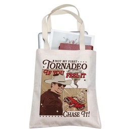 TOBGBE 90s Movie Lover Gift Tornadeo Movie Shopping Bag Hurricane Gift Western Cowboy Tornado Wrangler Canvas Bag (Tornadeo Tote)