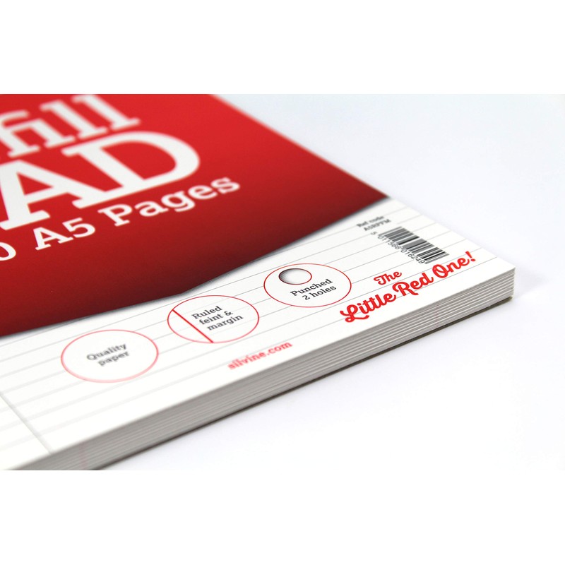 Silvine 160 Page A5 Refill Pad, Head Bound and Punched