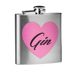 Premier Housewares Gin Design Hip Flask, Stainless Steel - 6 oz