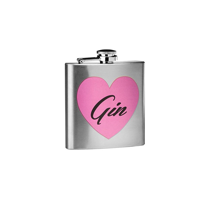 Premier Housewares Gin Design Hip Flask, Stainless Steel - 6