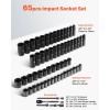 VEVOR Drive Impact Socket Set 1/2" 65PCS SAE 3/8" to