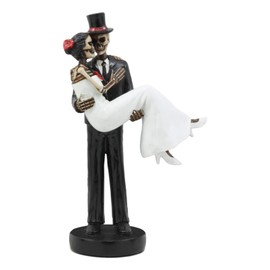 Ebros Love Never Dies Pareja Boda Novios Llevando Novia Esqueleto Decoración Decoración Estatua del Eternal Kiss