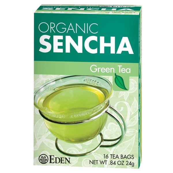 Eden Organic Green Tea, Sencha, Tea Bags, 16-Count Boxes (Pack of 12)