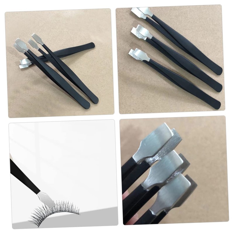 COHEALI 3pcs Stainless Steel Stamp Tweezers Precision Eyelash Assistant for