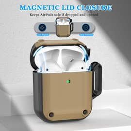 RFUNGUANGO for AirPods Case, Magnetic Lid,Military Grade Anti-Fall Soft TPU Shock-Absorbing Protective AirPods 2&1 Generation Case with Cleaning Kit,Yellow