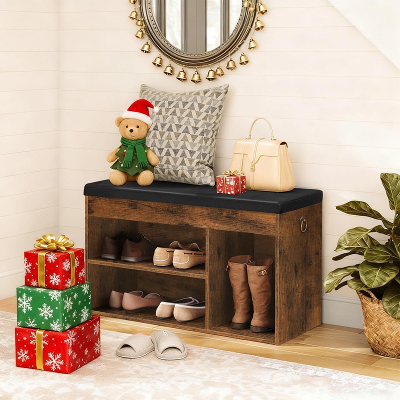 HOOBRO Shoe Storage Bench with Padded Cushion, Entryway Bench with