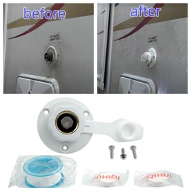 RV City Water Inlet with Check Valve Replacement for 1/2" NPT Male City Water Fill Flange City Water Hookup for Camper RV Water Fill Inlet Fit for Male Lead-free Brass City Water Inlet(White)