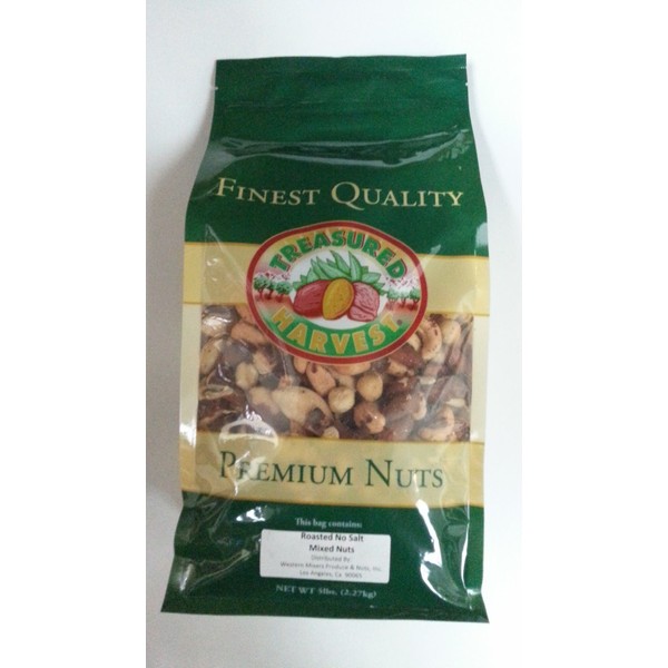 Deluxe Roasted Mixed Nuts -No Peanuts- No Salt -5 lb.