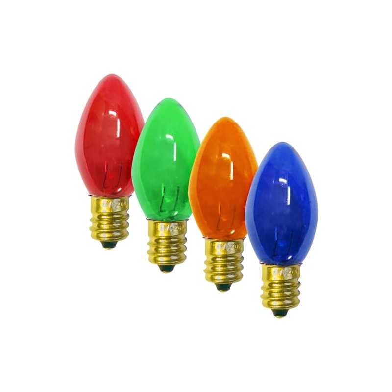 Brite Star Bulbs 4 Pk C7 Replacement, Transparent Multi, Multicolor