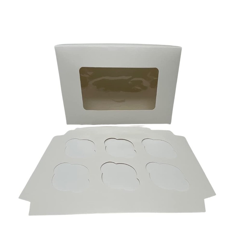 Decoraciondulce - 5 x White Boxes for Carrying Cupcakes, Muffins,